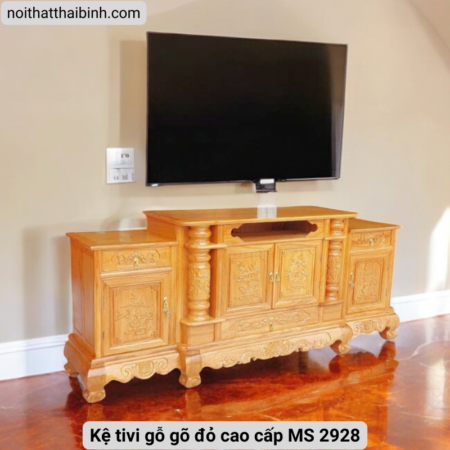 Kệ tivi gỗ gõ đỏ cao cấp MS 2928