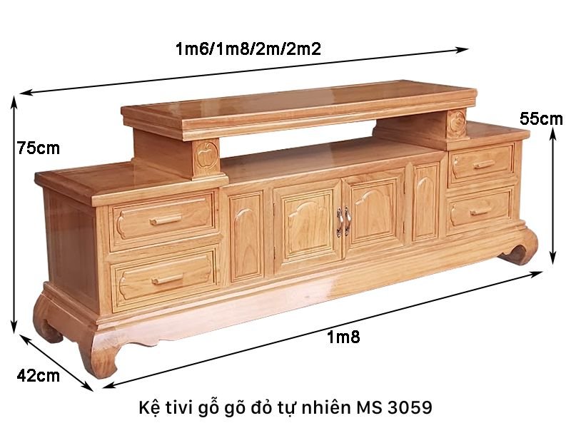 Kệ tivi gỗ gõ đỏ MS 3059 5 Kệ tivi gỗ gõ đỏ MS 3059 - Ảnh 5