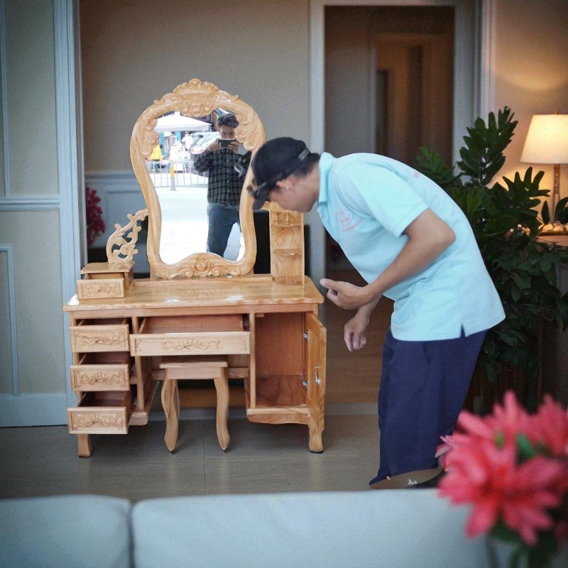 Bàn trang điểm gỗ gõ đỏ MS 3247 3 Bàn trang điểm gỗ gõ đỏ MS 3247 - Ảnh 3