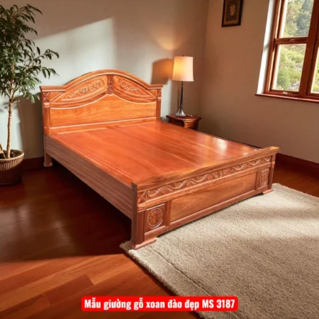 15 mẫu giường ngủ hiện đại đơn giản Dành Cho Không Gian Nhỏ 13 Mẫu giường gỗ xoan đào đẹp MS 3187