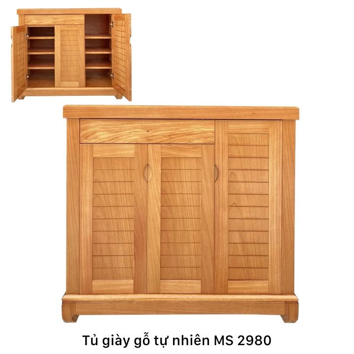 Mẫu tủ giày gỗ tự nhiên MS 2980 1 Mẫu tủ giày gỗ tự nhiên MS 2980