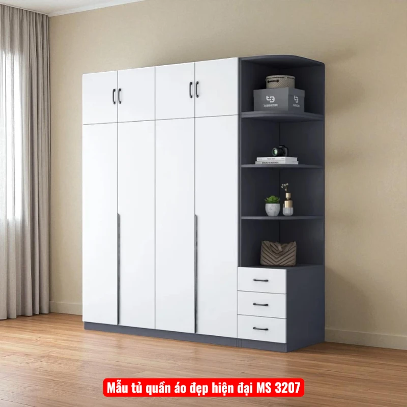 Mẫu tủ quần áo đẹp hiện đại MS 3207 1 Mẫu tủ quần áo đẹp hiện đại MS 3207