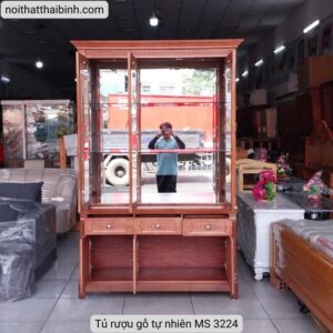Tủ rượu phòng khách gỗ tự nhiên MS 3224 8 Tủ rượu phòng khách gỗ tự nhiên MS 3224