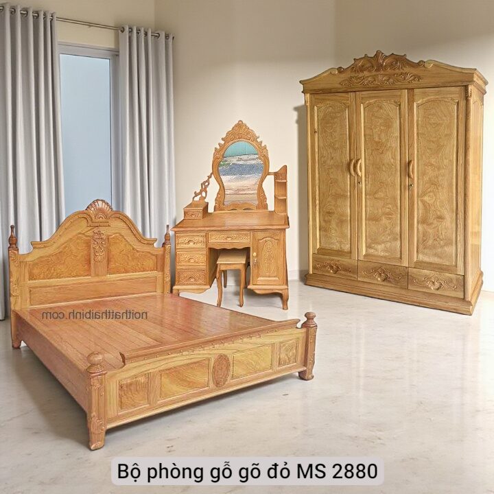 Nội thất phòng ngủ gỗ gõ đỏ MS 2880 1 Nội thất phòng ngủ gỗ gõ đỏ MS 2880