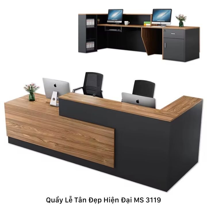 Quầy lễ tân đẹp hiện đại MS 3119 1 Quầy lễ tân đẹp hiện đại MS 3119