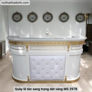 Quầy lễ tân sang trọng dát vàng MS 2978