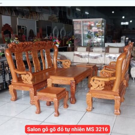 Bộ salon gỗ gõ đỏ tay 12 MS 2819 17 Salon gỗ gõ đỏ tự nhiên MS 3216