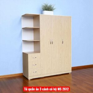 Tủ quần áo 3 cánh có kệ MS 2612