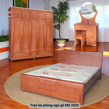 Bộ nội thất phòng ngủ hiện đại MS 2769 30 Trọn bộ phòng ngủ gỗ tự nhiên MS 3259