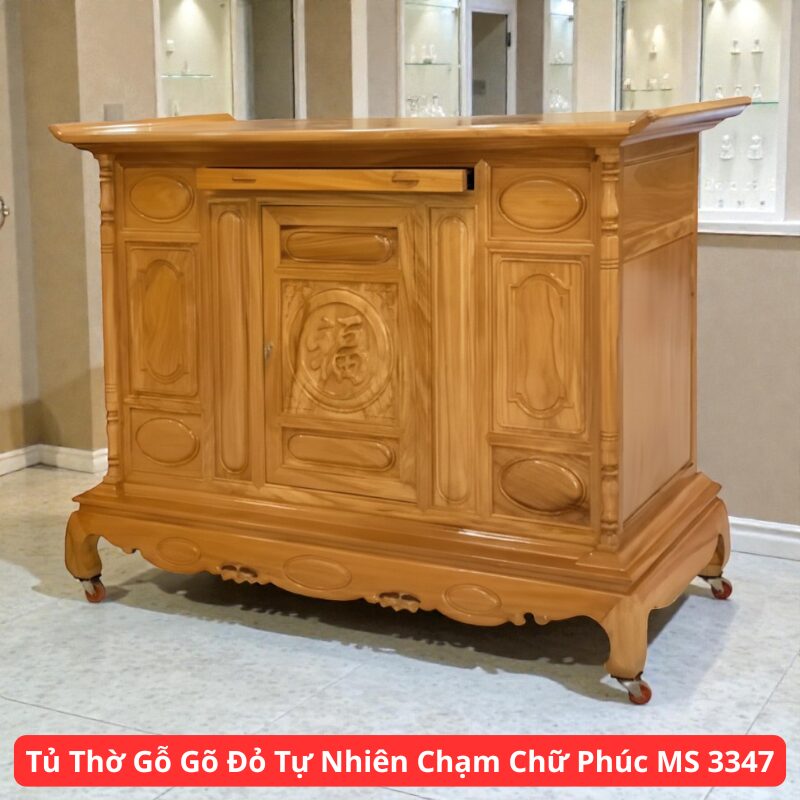 Tủ Thờ Gỗ Gõ Đỏ Tự Nhiên Chạm Chữ Phúc MS 3347 1 Tủ Thờ Gỗ Gõ Đỏ Tự Nhiên Chạm Chữ Phúc MS 3347