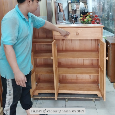 Tủ giày gỗ cao su tự nhiên MS 3189 7 Tủ giày gỗ cao su tự nhiên MS 3189