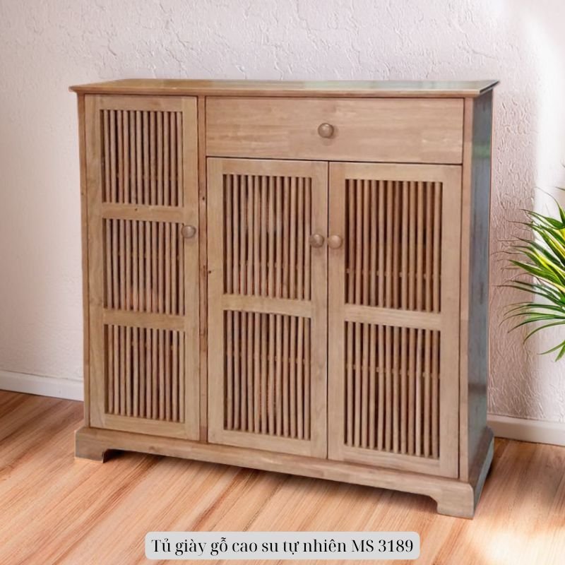 Tủ giày gỗ cao su tự nhiên MS 3189 1 Tủ giày gỗ cao su tự nhiên MS 3189