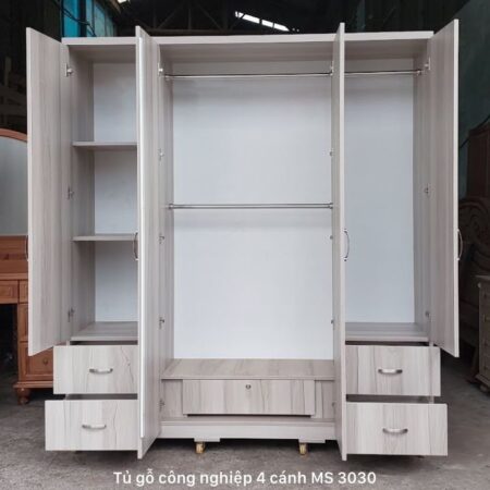 Tủ gỗ công nghiệp 4 cánh MS 3030 7 Tủ gỗ công nghiệp 4 cánh MS 3030