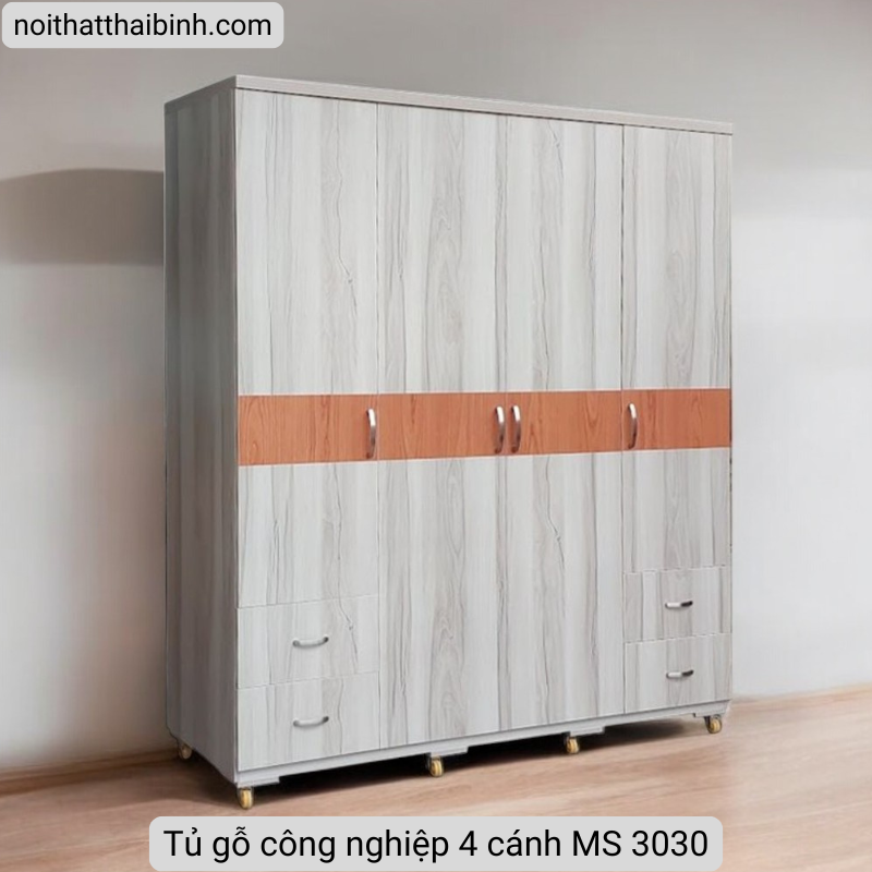 Tủ gỗ công nghiệp 4 cánh MS 3030 1 Tủ gỗ công nghiệp 4 cánh MS 3030