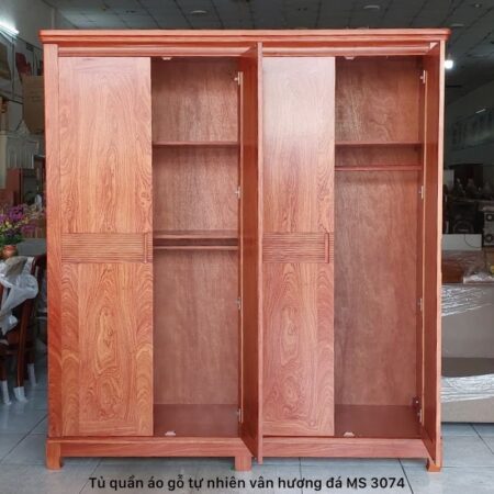 Tủ gỗ đựng quần áo gỗ tự nhiên vân hương đá MS 3074
