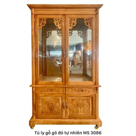 Tủ ly gỗ gõ đỏ tự nhiên MS 3086