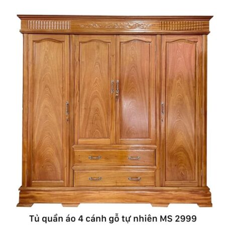 Tủ quần áo 4 cánh gỗ tự nhiên MS 2999