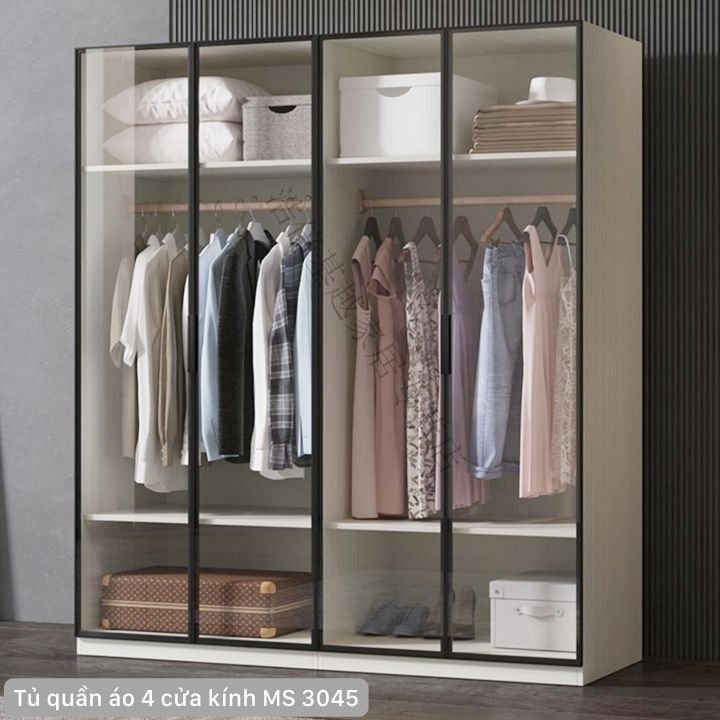 Tủ quần áo 4 cửa kính MS 3045 1 Tủ quần áo 4 cửa kính MS 3045