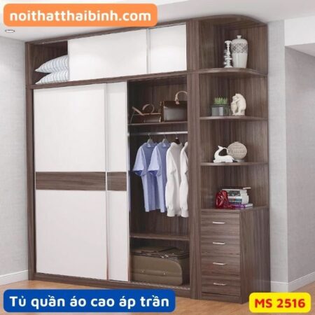 Tủ quần áo 2 cánh lùa cao áp trần MS 2516