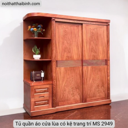 Tủ quần áo cửa lùa có kệ trang trí MS 2949