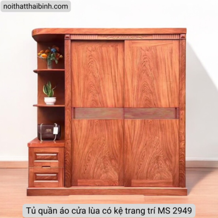 Tủ quần áo cửa lùa có kệ trang trí MS 2949