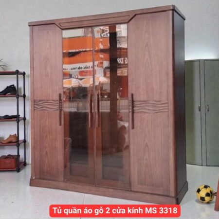 Tủ quần áo gỗ 2 cửa kính MS 3318