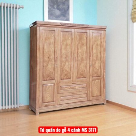 Tủ quần áo gỗ 4 cánh MS 3171