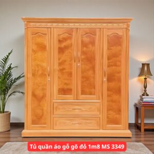 Tủ quần áo gỗ gõ đỏ 1m8 MS 3349