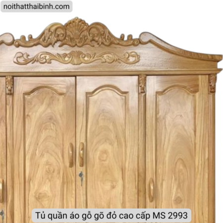 Tủ quần áo gỗ gõ đỏ cao cấp MS 2993 8 Tủ quần áo gỗ gõ đỏ cao cấp MS 2993
