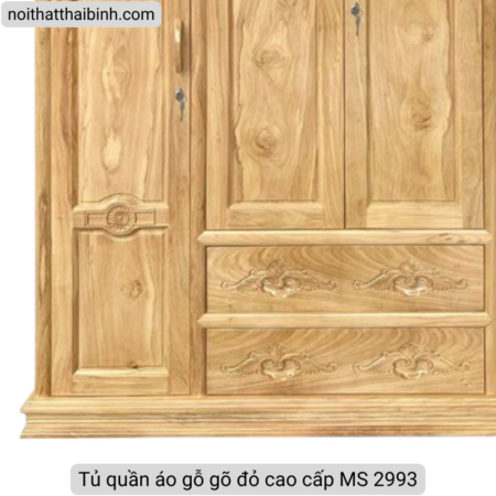 Tủ quần áo gỗ gõ đỏ cao cấp MS 2993 10 Tủ quần áo gỗ gõ đỏ cao cấp MS 2993