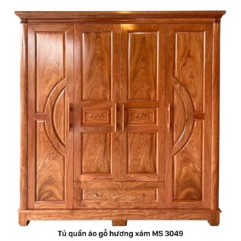 Tủ áo gỗ hương xám 4 cánh MS 3049