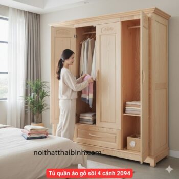 Tủ quần áo gỗ sồi 4 cánh 2094