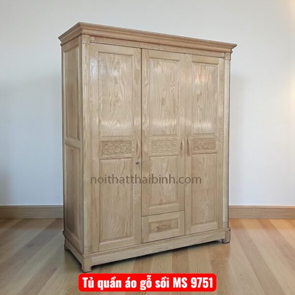 Tủ quần áo gỗ sồi MS 9751 1 Tủ quần áo gỗ sồi MS 9751