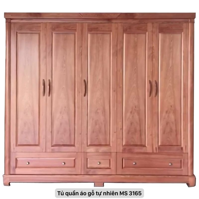 Tủ quần áo gỗ tự nhiên 5 cánh MS 3165 1 Tủ quần áo gỗ tự nhiên 5 cánh MS 3165