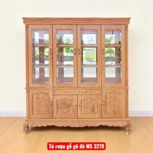 Tủ rượu gỗ gõ đỏ 4 cửa MS 3278