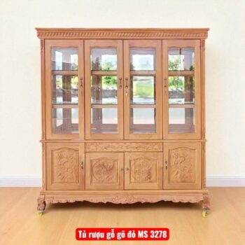 Tủ rượu gỗ gõ đỏ 4 cửa MS 3278