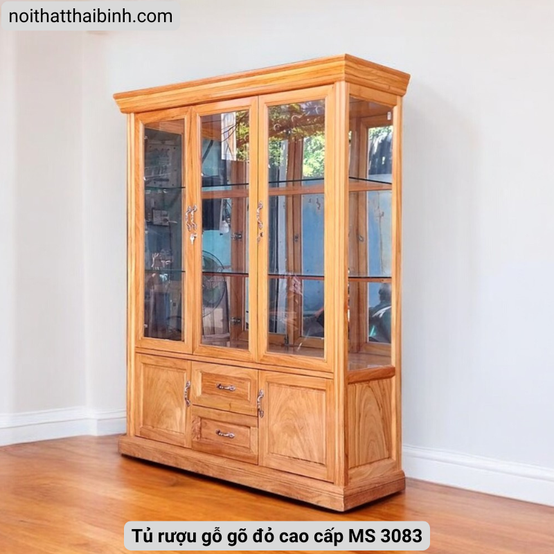 Tủ rượu gỗ gõ đỏ cao cấp MS 3083 2 Tủ rượu gỗ gõ đỏ cao cấp MS 3083 - Ảnh 2