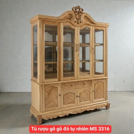 Tủ rượu gỗ gõ đỏ tự nhiên MS 3316