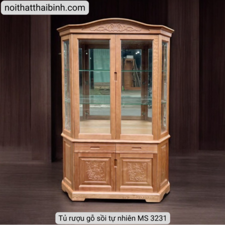 Mẫu Tủ Rượu Gỗ Đẹp – Tôn Vinh Không Gian Sống 16 Tủ rượu gỗ sồi tự nhiên cao cấp MS 3231