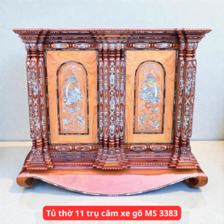 Mẫu tủ thờ 11 trụ căm xe gõ MS 3383