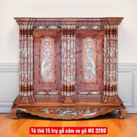 Tủ thờ 15 trụ gỗ căm xe gõ MS 3280
