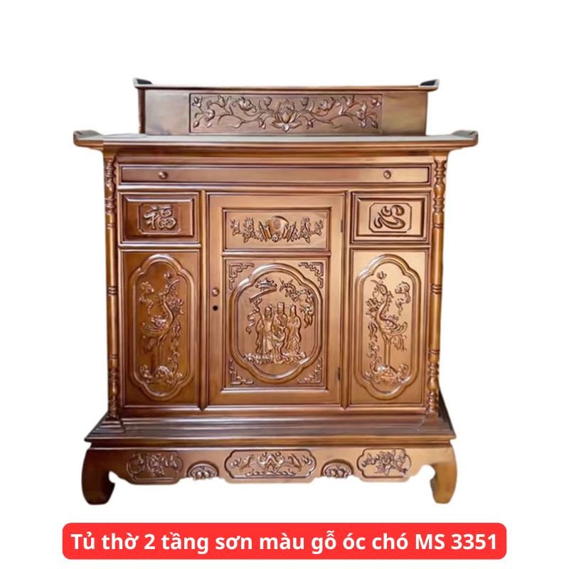 Tủ thờ 2 tầng sơn màu gỗ óc chó MS 3351 1 Tủ thờ 2 tầng sơn màu gỗ óc chó MS 3351