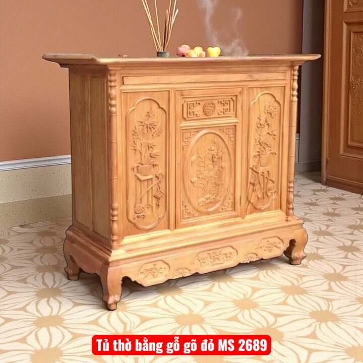 Tủ thờ bằng gỗ gõ đỏ MS 2689 1 Tủ thờ bằng gỗ gõ đỏ MS 2689