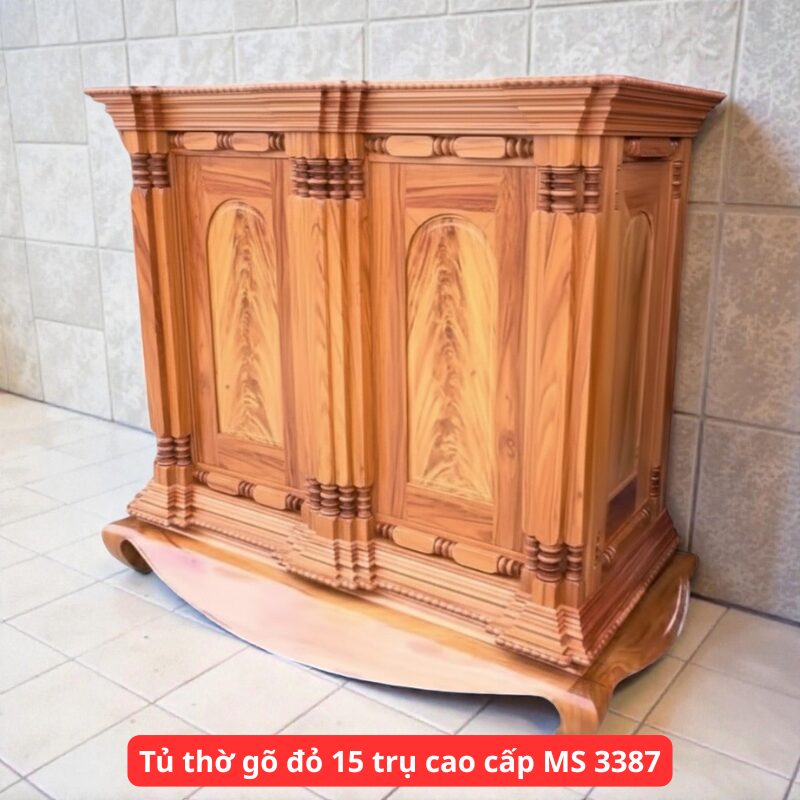 Tủ thờ gõ đỏ 15 trụ cao cấp MS 3387 1 Tủ thờ gõ đỏ 15 trụ cao cấp MS 3387