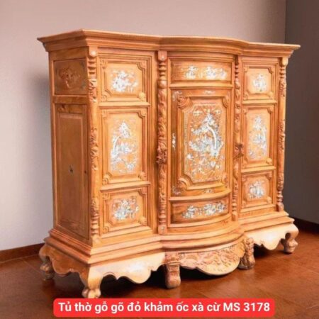 Tủ thờ gỗ gõ đỏ khảm ốc xà cừ MS 3178