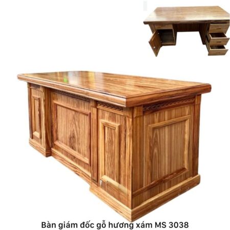 Bàn giám đốc gỗ tự nhiên hương xám MS 3038 | GIAO HỎA TỐC TPHCM