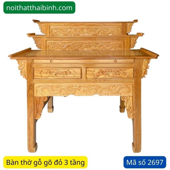 Bàn thờ gỗ gõ đỏ 3 tầng MS 2697 | GIAO HỎA TỐC TPHCM 1 Bàn thờ gỗ gõ đỏ 3 tầng MS 2697 | GIAO HỎA TỐC TPHCM