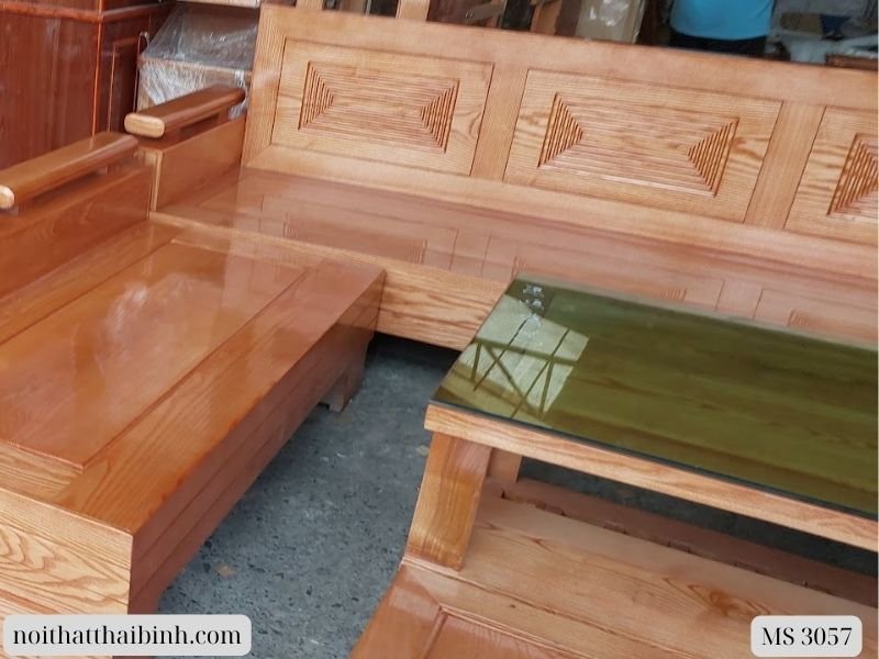 Bộ salon góc gỗ sồi tự nhiên MS 3057 5 Bộ salon góc gỗ sồi tự nhiên MS 3057 - Ảnh 5