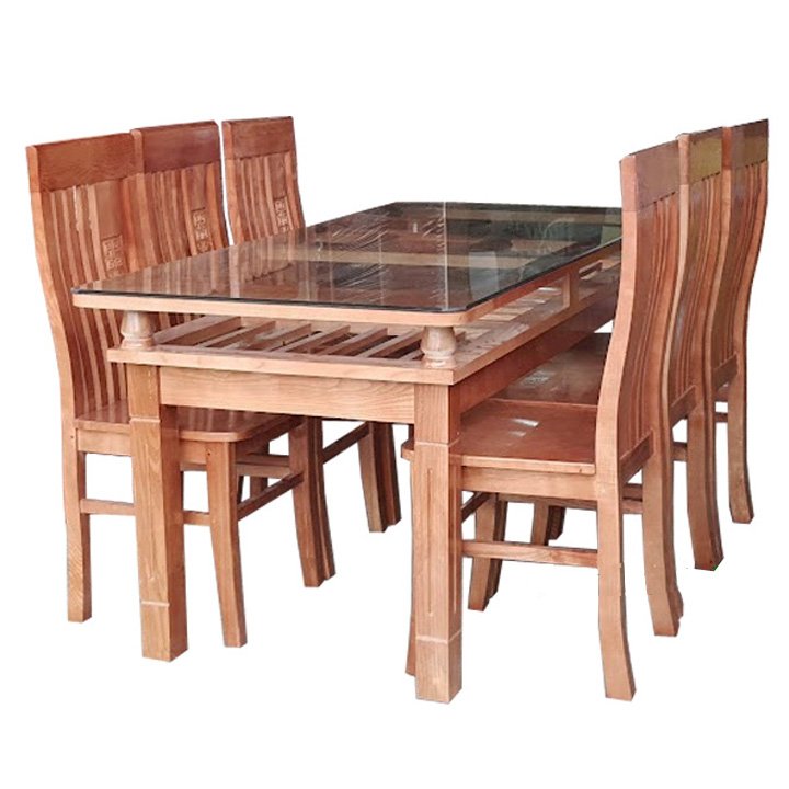 Bộ bàn ăn gỗ xoan đào 6 ghế MS 2433 2 Bộ bàn ăn gỗ xoan đào 6 ghế MS 2433 - Ảnh 2