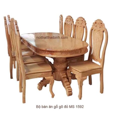 Bộ bàn ăn gỗ gõ đỏ 8 ghế MS 1592 Giá bán= 39,000,000đ giảm còn= 34,000,000đ